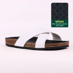 Dép đế trấu birken quai ngang chéo MẶT ĐEN HISHOO S096