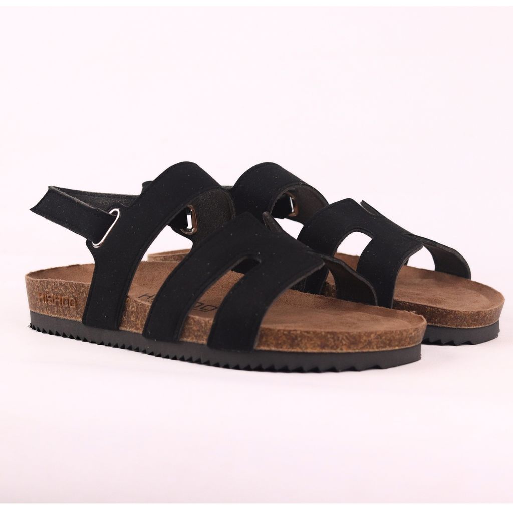 Dép đế trấu birken bé trai bé gái sandal Chữ H da lộn premium HISHOO H115