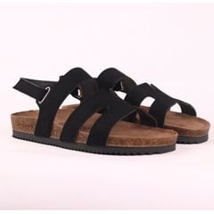 Dép đế trấu birken bé trai bé gái sandal Chữ H da lộn premium HISHOO H115