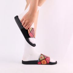 Dép quai ngang da bò Xé dán Gạch Bông HISHOO U115