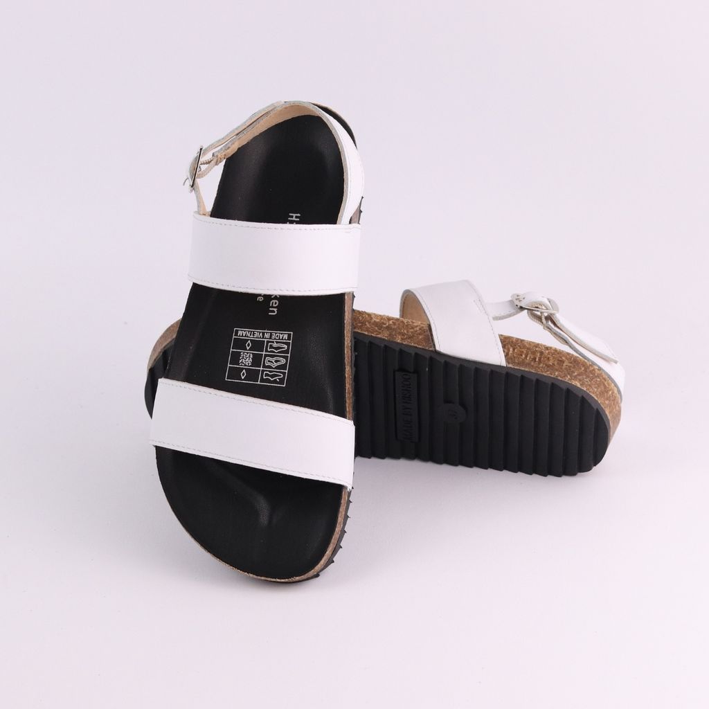 Dép đế trấu Sandal birken quai ngang da bò HISHOO M050
