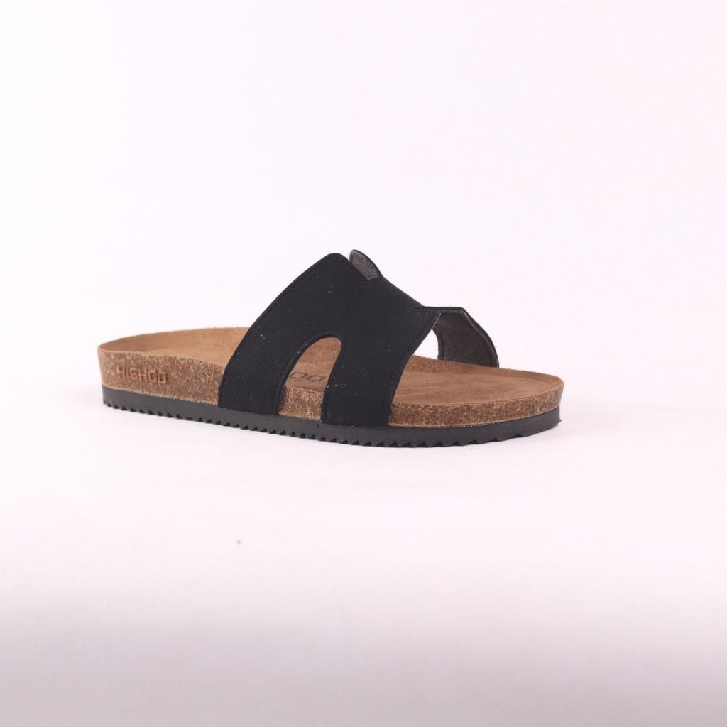 Dép đế trấu birken Chữ H da lộn premium HISHOO H095