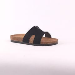 Dép đế trấu birken Chữ H da lộn premium HISHOO H095