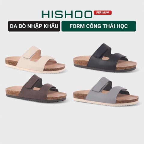 Dép đế trấu birken quai ngang xé dán premium HISHOO B105