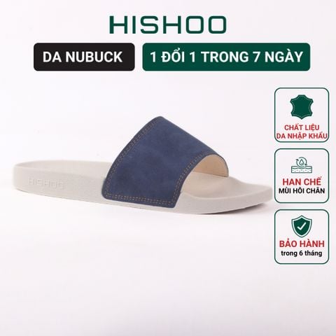 Dép quai ngang Nubuck Xanh navy HISHOO U111