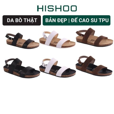 Dép đế trấu Sandal birken quai ngang da bò HISHOO M050