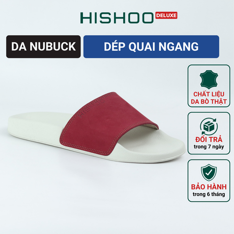 Dép quai ngang da bò Đỏ phấn HISHOO U111