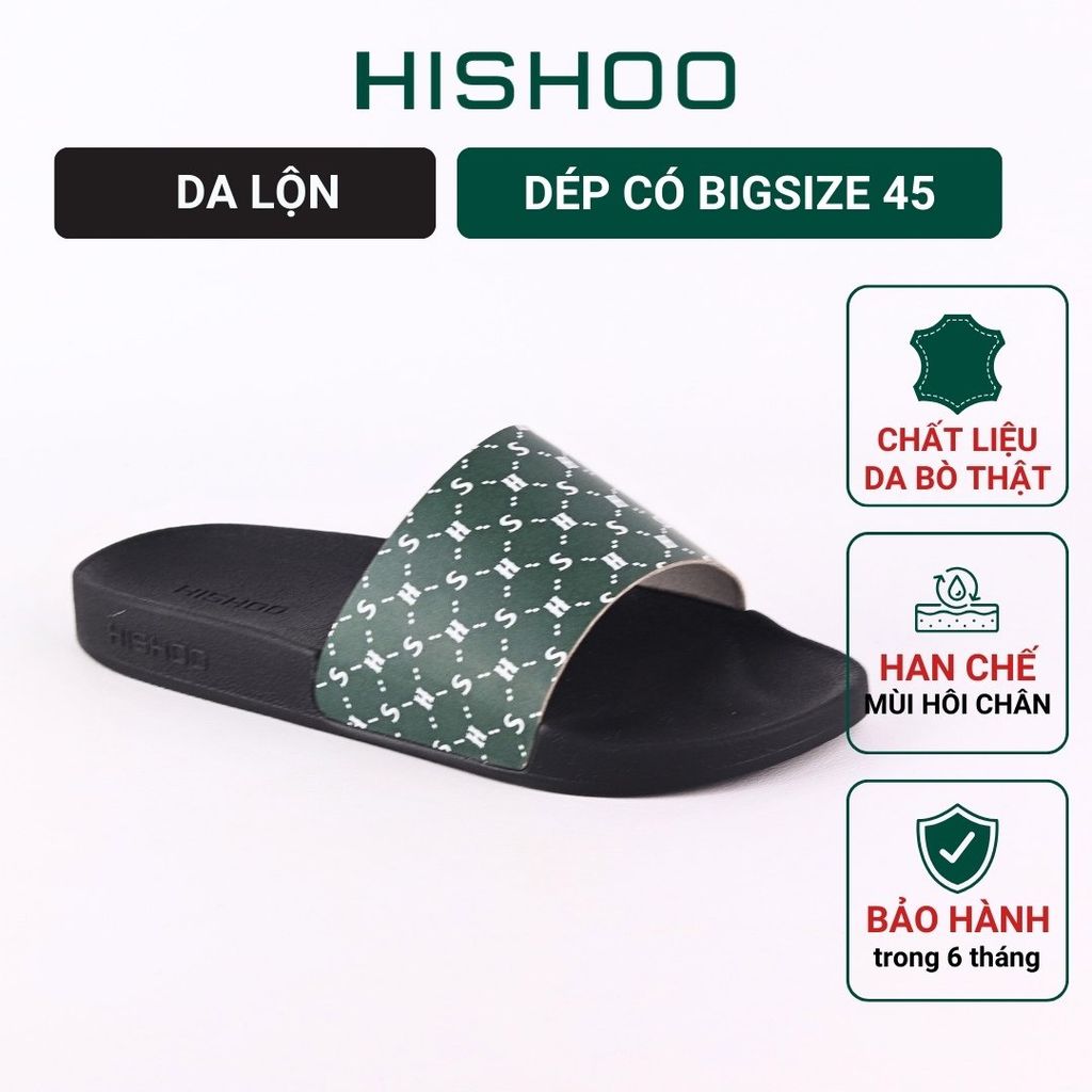 Dép quai ngang da bò HS Monogram HISHOO U113