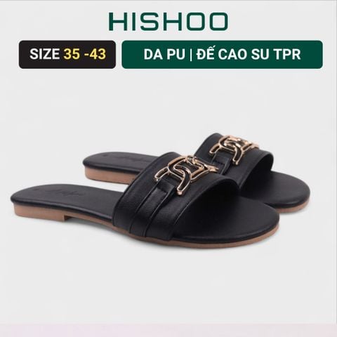 Dép Lê Nữ Đế Bệt Quai Ngang Khoá Vuông HISHOO S064