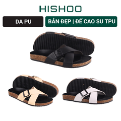 Dép đế trấu birken quai ngang chéo [CÓ KHOÁ] HISHOO S096