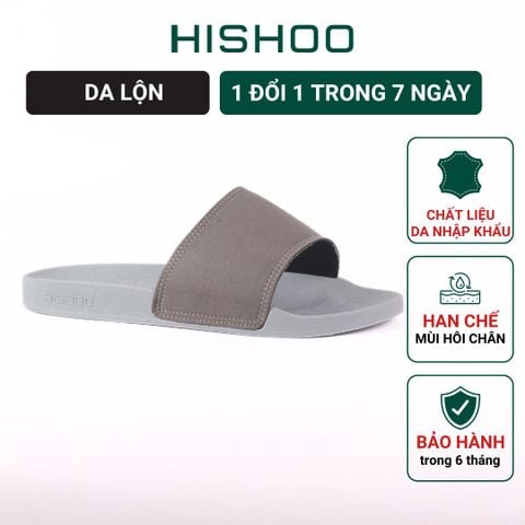 Dép quai ngang da bò Xám da lộn HISHOO U111