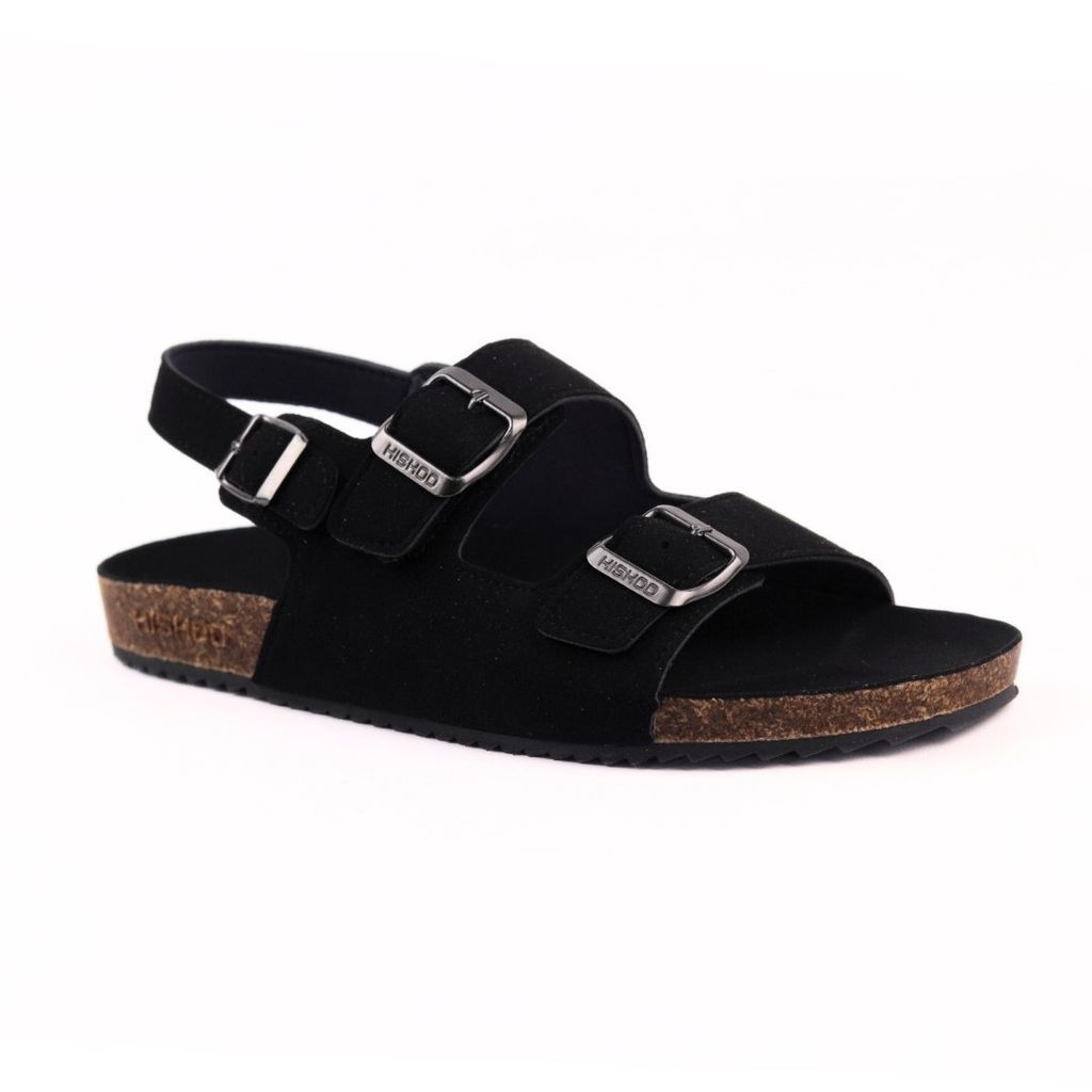 Dép đế trấu Sandal birken 2 khoá da lộn HISHOO R102