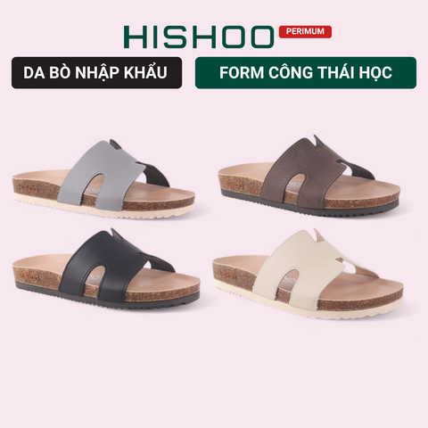 Dép đế trấu birken chữ H premium HISHOO B095