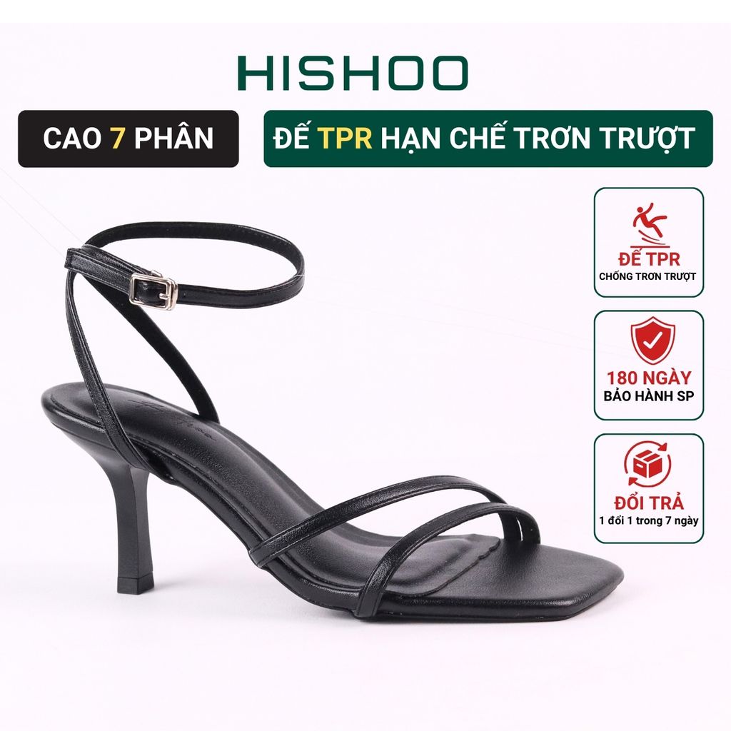 Giày Cao Gót Sandal Quai Mảnh Gót Nhọn 7cm Hishoo S126