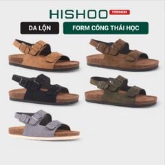 Dép đế trấu sandal birken quai ngang 2 khoá premium HISHOO H102