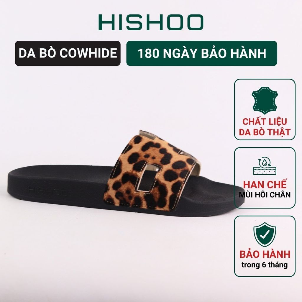 Dép quai ngang Da Beo Cowhide CHỮ H HISHOO U114