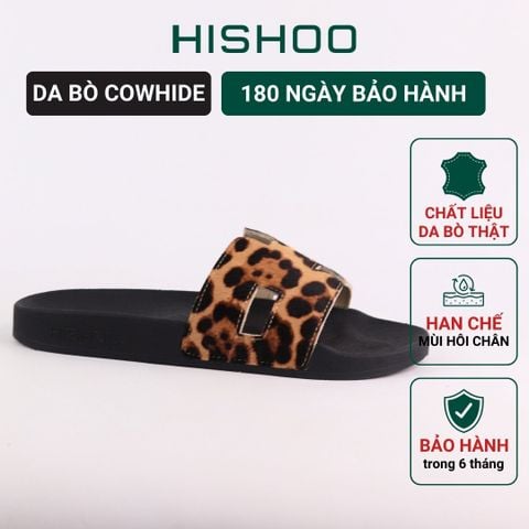 Dép quai ngang Da Beo Cowhide CHỮ H HISHOO U114