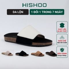 Dép đế trấu birken quai ngang Xé Dán da lộn HISHOO R103