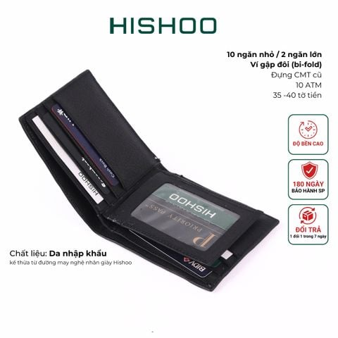 Ví Da Ngang Da [Nhập Khẩu Đen] Nam Nữ Đựng Thẻ Alpha Da Bò Phụ Kiện Hishoo V005