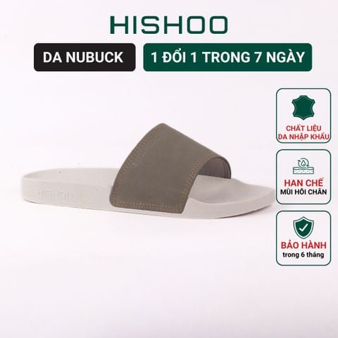 Dép quai ngang Nubuck Xanh rêu HISHOO U111