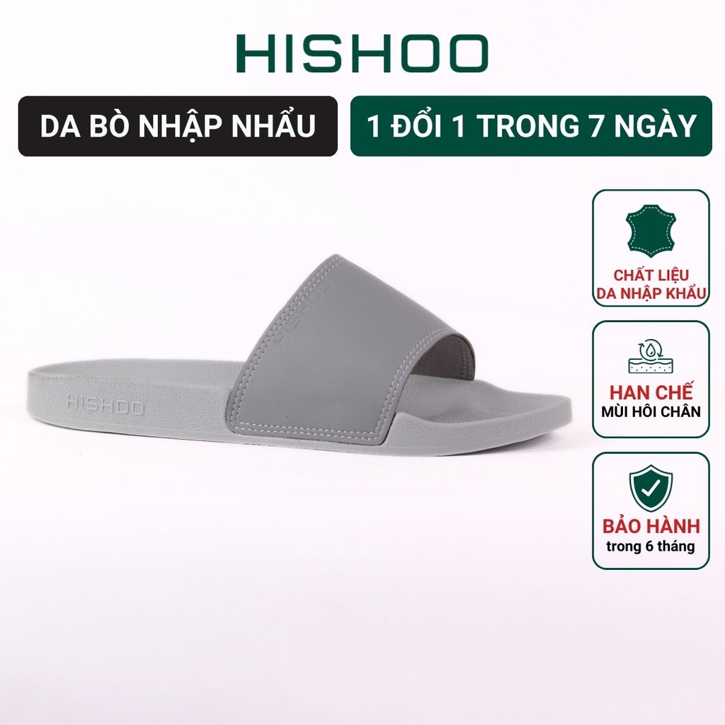 Dép quai ngang da bò Xám da HISHOO U111