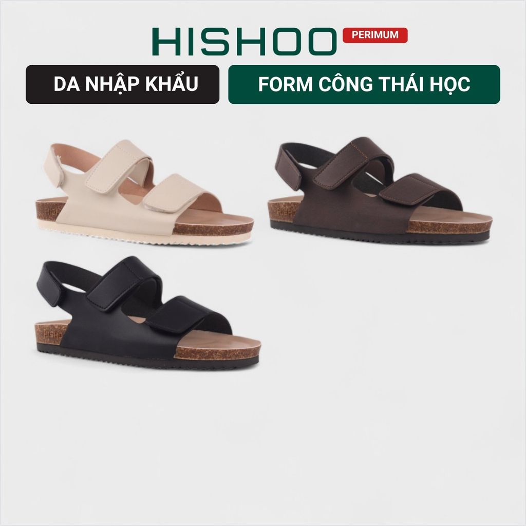 Dép đế trấu birken sandal quai ngang xé dán premium HISHOO B110