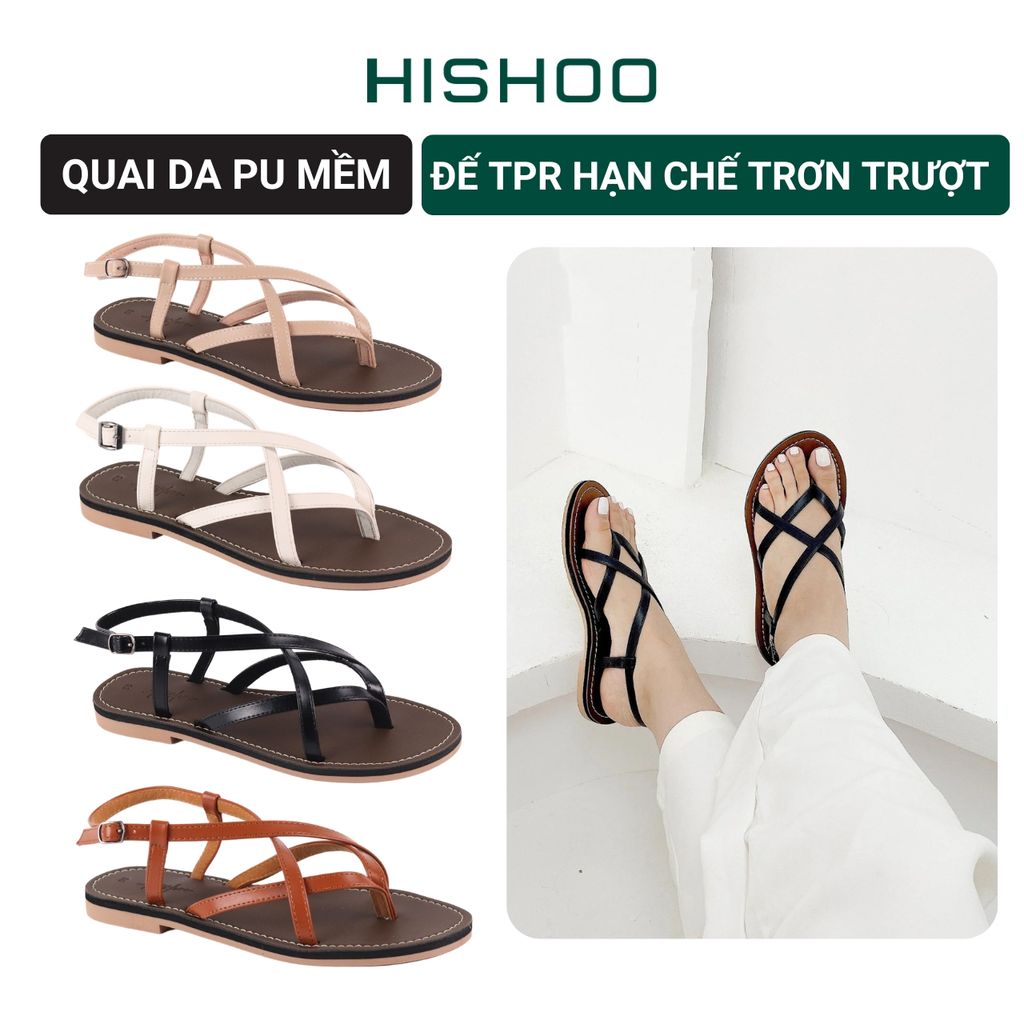 Giày Sandal Nữ Quai Ngang Có Bigsize Hishoo S023