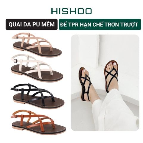 Giày Sandal Nữ Quai Ngang Có Bigsize Hishoo S023