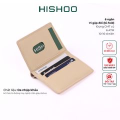 Ví Da Dáng Đứng Nam Nữ Đựng Thẻ [KEM] Alpha Da Bò Phụ Kiện Hishoo V004