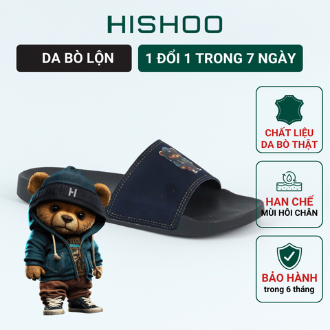 Dép quai ngang da bò lộn Gấu Bí Lù HISHOO U113