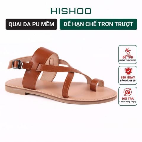 Giày Sandal Nữ Đế Bệt Quai Chéo Dây Mảnh Hishoo S057