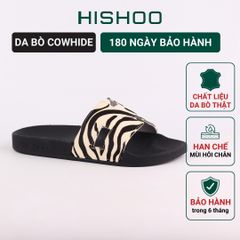 Dép quai ngang Da Ngựa Vằn Cowhide CHỮ H HISHOO U114