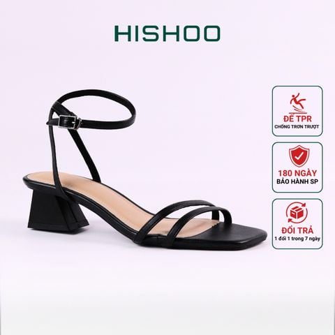Giày Sandal Cao Gót Nữ Đế Vuông 5cm Quai Mảnh Hishoo S043