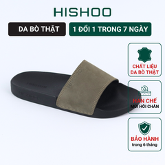Dép quai ngang da bò Rêu da thật HISHOO U114