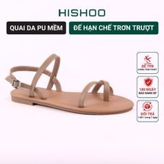 Giày Sandal Nữ Xỏ Ngón Quai Hậu Dây Mảnh Hishoo S059