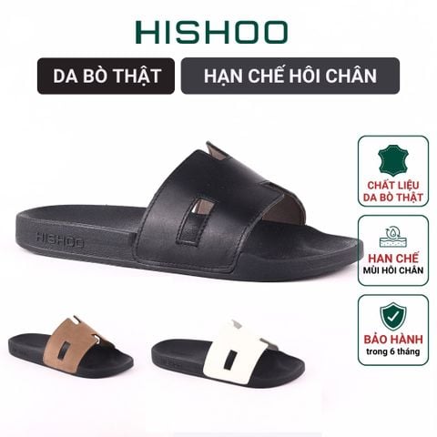 Dép quai ngang Da bò Chữ H HISHOO U114