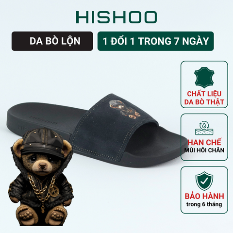 Dép quai ngang da bò lộn Gấu Bảnh Tỏn HISHOO U113
