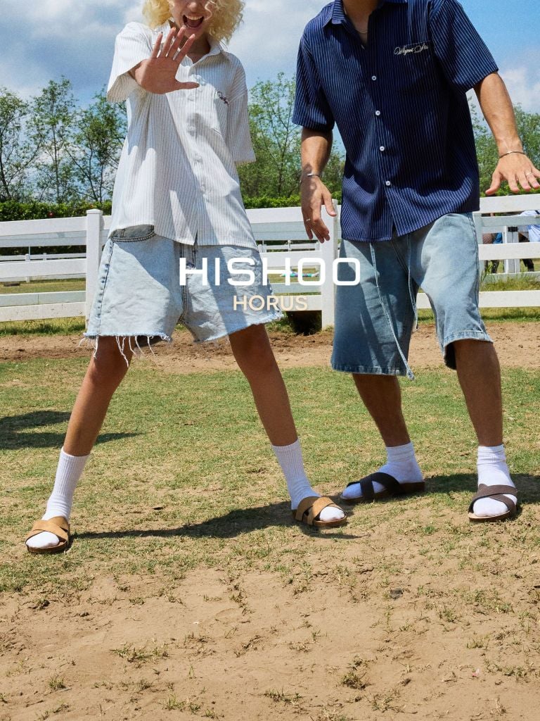 Dép đế trấu birken quai ngang chéo da lộn premium HISHOO H096