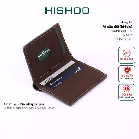 Ví Da Dáng Đứng Nam Nữ Đựng Thẻ [NÂU] Alpha Da Bò Phụ Kiện Hishoo V004