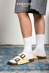 Dép đế trấu birken quai ngang 2 khoá MẶT ĐEN HISHOO S093