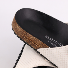 Dép đế trấu birken quai ngang 2 khoá Da Vẩy Rồng MẶT ĐEN HISHOO M093