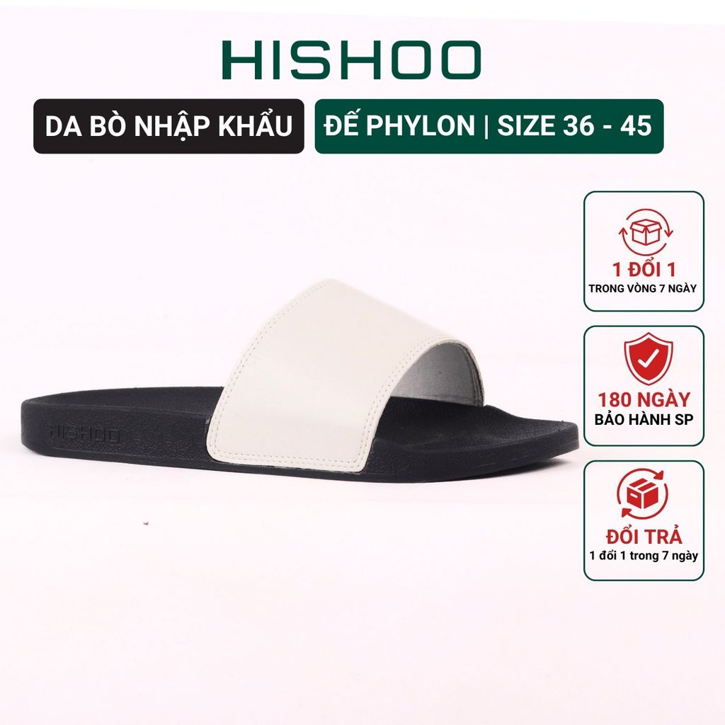 Dép quai ngang da bò Trắng HISHOO U114