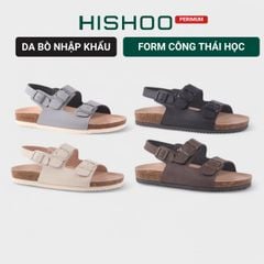 Dép đế trấu sandal birken quai ngang 2 khoá premium HISHOO B102