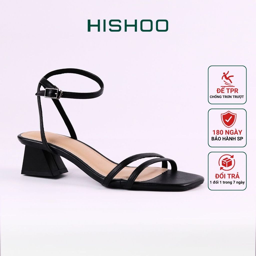 Giày Sandal Cao Gót 5cm Quai Ngang 2 Dây Mảnh Hishoo S043