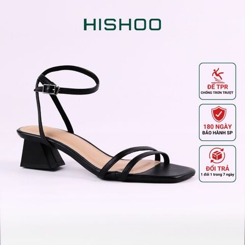 Giày Sandal Cao Gót 5cm Quai Ngang 2 Dây Mảnh Hishoo S043