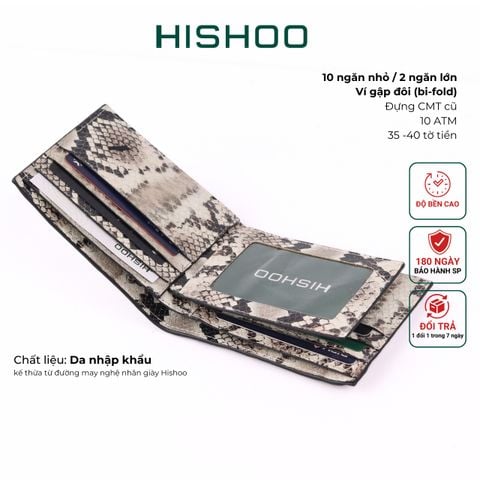 Ví Da Ngang Nam Nữ Đựng Thẻ [DA RẮN] Alpha Da Bò Phụ Kiện Hishoo V005
