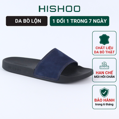 Dép quai ngang da bò Xanh dương da lộn HISHOO U114