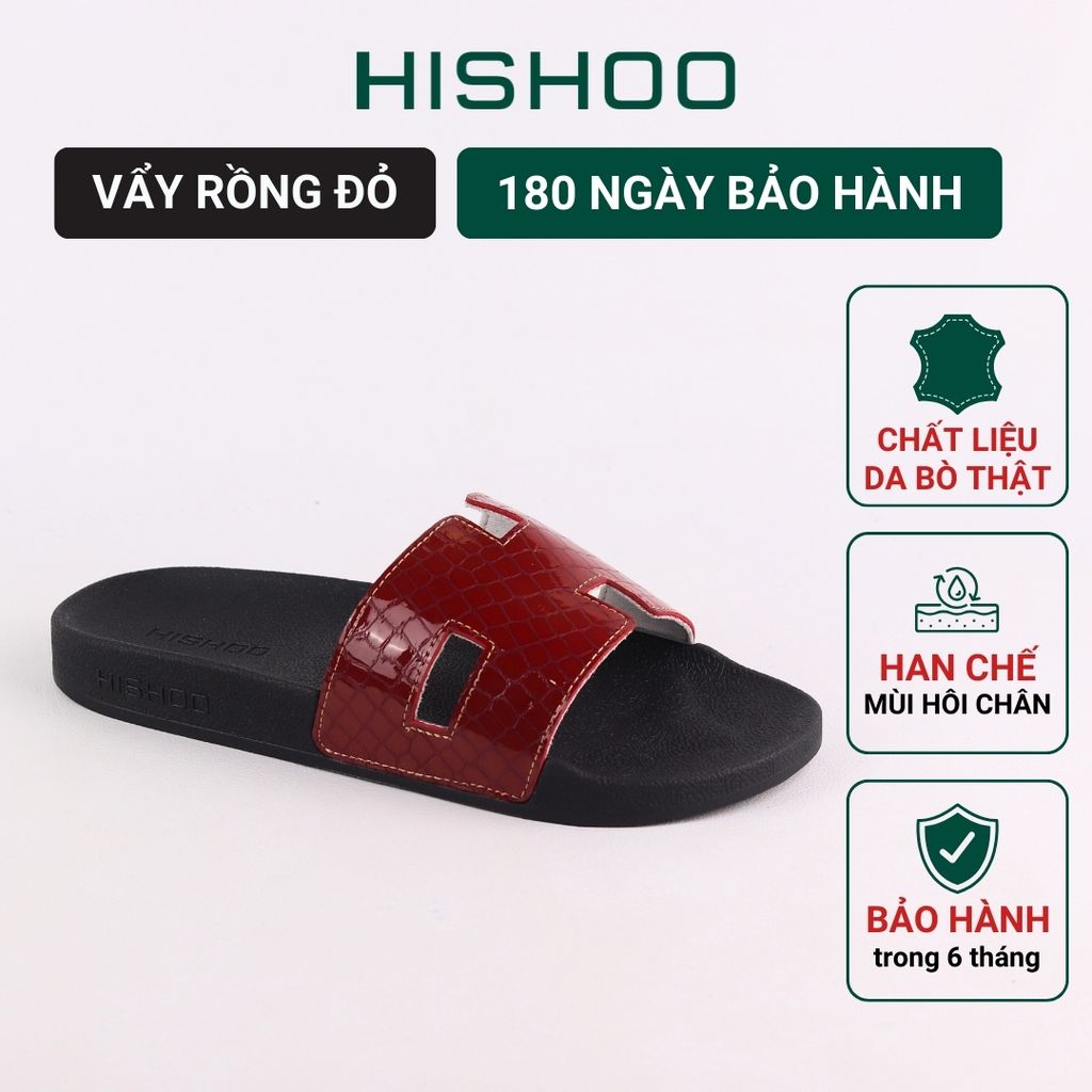 Dép quai ngang Đỏ Vẩy Rồng CHỮ H HISHOO U114