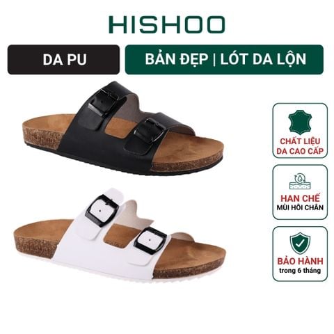 Dép đế trấu birken quai ngang 2 khoá lót da lộn S093