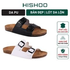 Dép đế trấu birken quai ngang 2 khoá lót da lộn S093